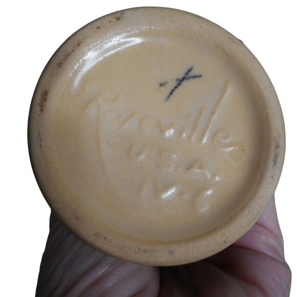 Vintage Roseville Pottery Snowberry 1940's Green Vase Art Deco Handled #2 - Picture 7 of 7